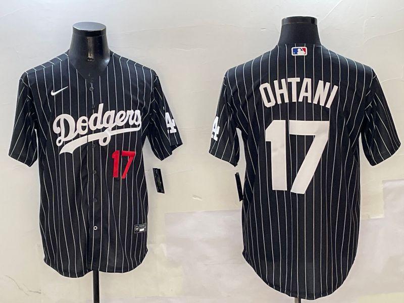 Men Los Angeles Dodgers #17 Ohtani Black Stripe Jointly Name 2025 Nike MLB Jersey style 10->los angeles dodgers->MLB Jersey